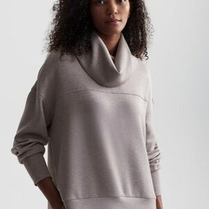 Varley Priya Longline Sweatshirt in Taupe Marl Fleck